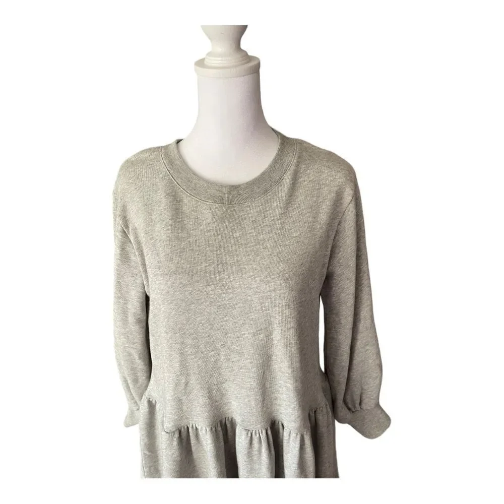 Kate Spade Broome Street Gray Ruffle Sweatshirt Dress Long Sleeves Sz Small EUC